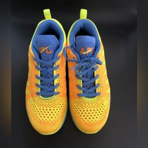 APL Knit Athletic Sneakers in Neon Yellow and Royal Blue